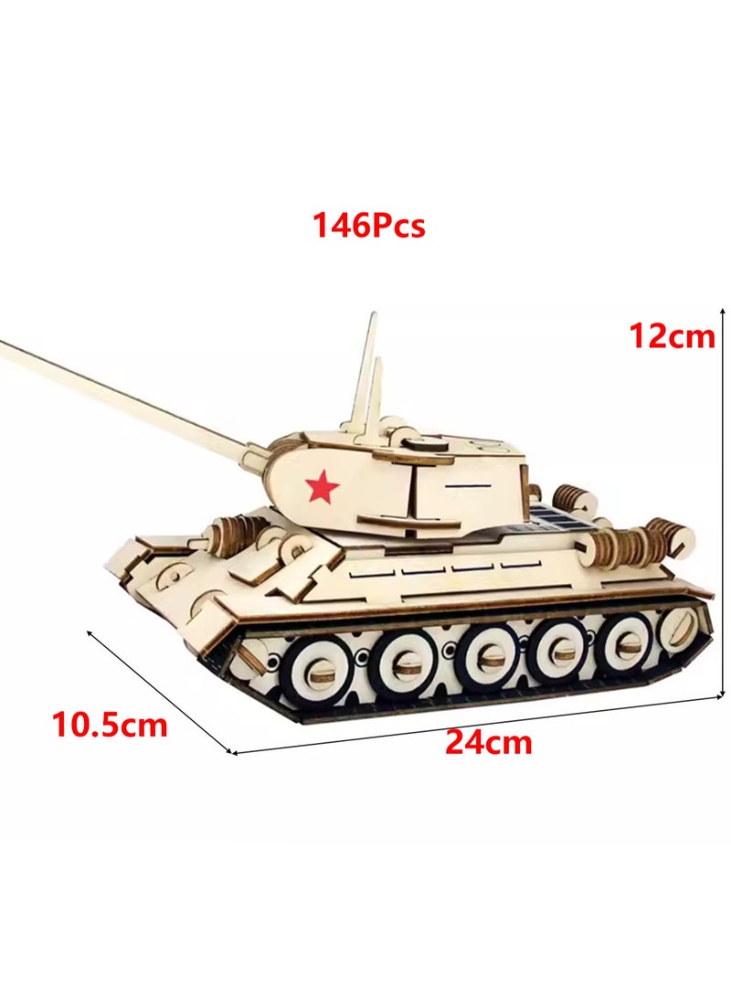 لعبة ألغاز خشبية ثلاثية الأبعاد للأطفال، مكعبات بناء عسكرية (خزان 146 قطعة) - Image 2
